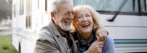 Older couple hugging