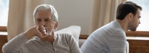 Father and son thinking to themselves