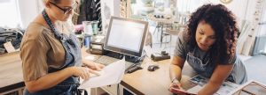reviewing small business paperwork