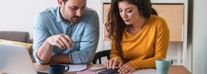 Couple discussing mortgage