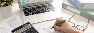 A person doing their taxes